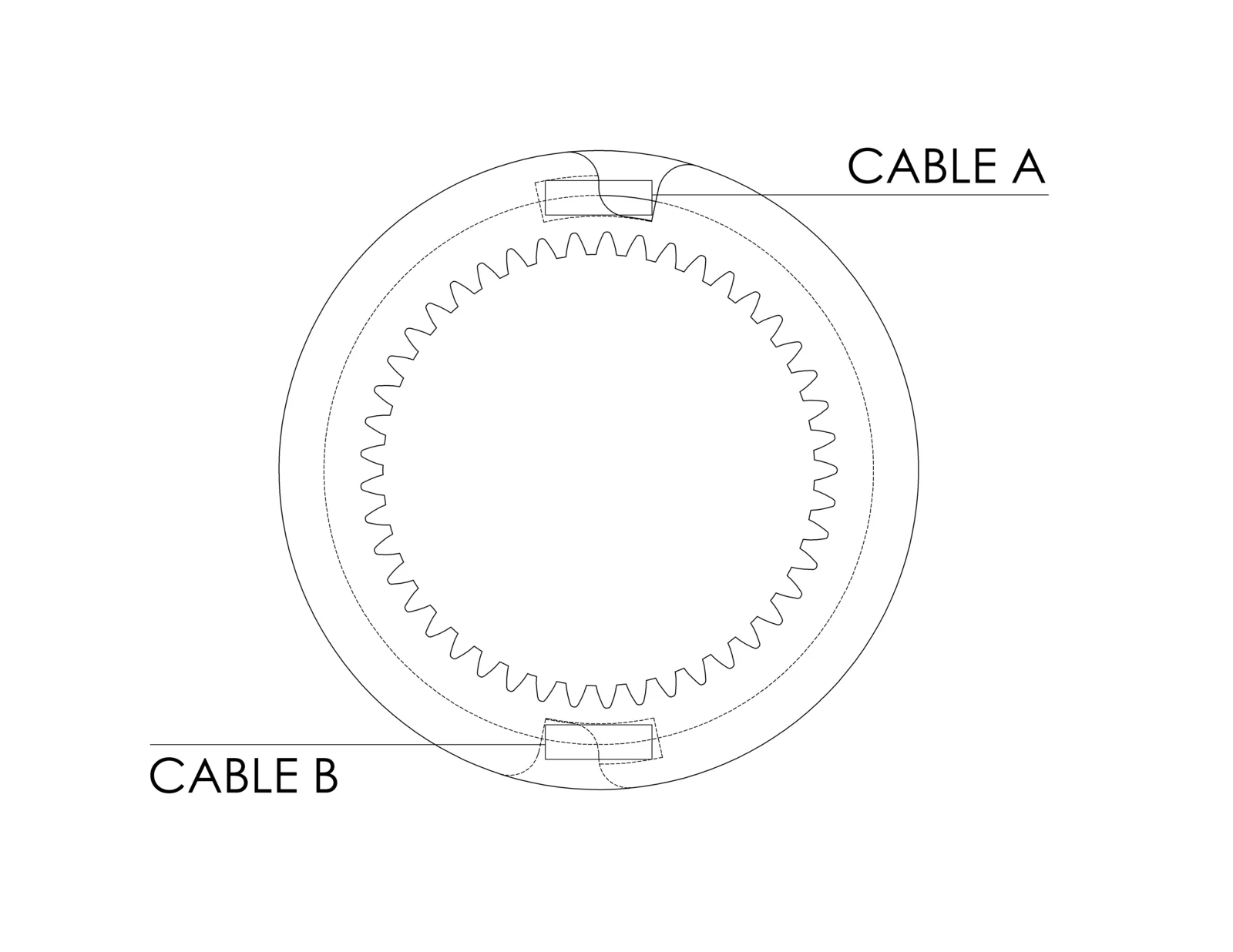 Pulley cable routing drawing