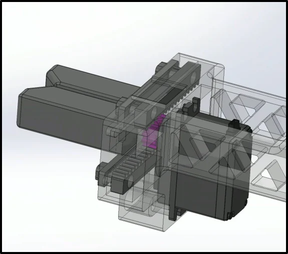 Gripper cutaway showing the internal gear train